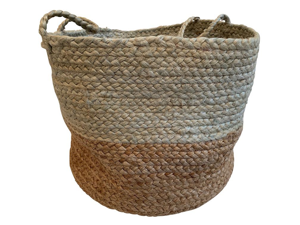 basket jute braided pale aqua with handles 40 hg 35 cm