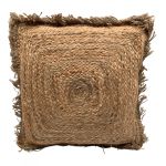 Cushion braided jute natural with fringes Shaggy Bohemain 45x45cm