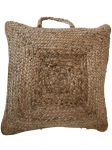 Cushion braided jute square naturel 40x40cm with handle