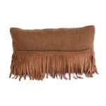 Cushion brown with suedine fringes 50x30cm
