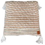 Cushion square in beige and grey tones with tassels 50x50cm