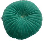 Cushion velvet round 40 cm Bottle Green with gold stitching both sides