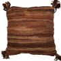 Cushion woven recycled leather terra 45x45cm