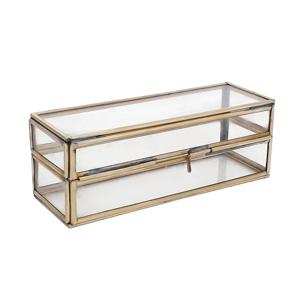 decorative glass box with gold 185x65x65cm rectangular