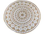 Rug braided jute white print mandala ø 150cm Ibiza style