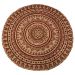 Rug jute braided with dark red print henna Mandala round 150 cm