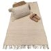 Rug recycled cotton ivory with fringes 80x140cm