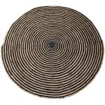 Rug round 150cm braided concentric burlap natural and black