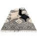 Rug wool woven graphic design black white 200x300cm