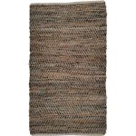 Rug woven jute and recycled leather grey 80x140cm